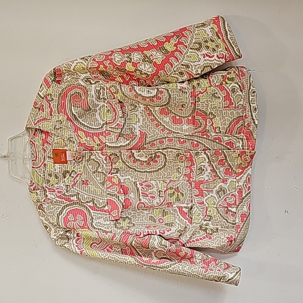 Hearts of Palm beige pink womens Blazer  Paisley pint  Size 14